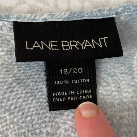 Lane Bryant Pale Blue Paisley Boho Short Ruffle Sleeve Top/Blouse Ruched, 18/20 - Picture 6 of 13